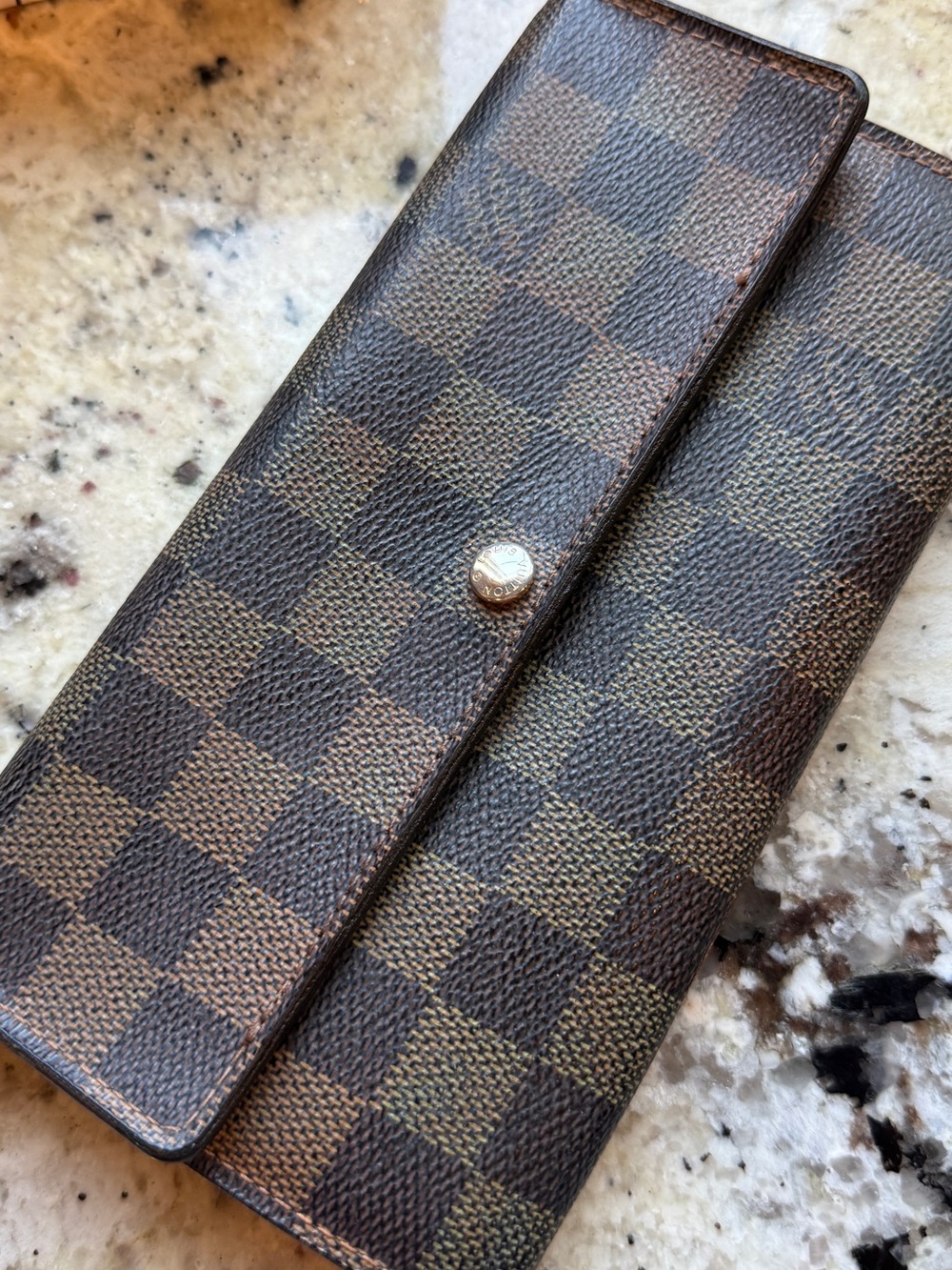 Louis Vuitton Brown Damier Check Long Clutch Wallet